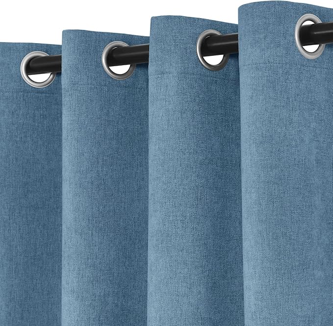 Macochico Thermal Blackout Chenille Curtains 100% Blackout Window Draperies for Living Room Bedroom Auditorium Banquet Hotel Ashtray Blue Curtains with Tieback Classic Home Decor 72" Wx102 L 1 Panel