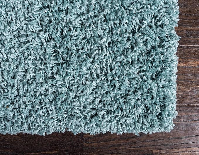 Unique Loom Solid Shag Collection Area Rug (5' 1" x 8' Rectangle, Light Slate Blue)