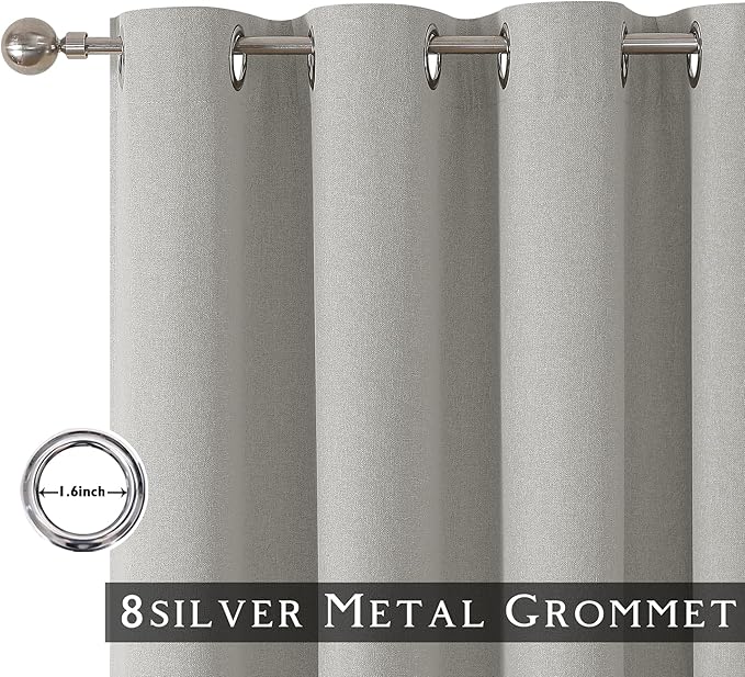 ChrisDowa 100% Blackout Light Grey Solid Curtains 54 Inches Long 2 Panels for Bedroom Living Room,Farmhouse Room Darkening Thermal Insulated Soundproof Grommet Top Window Treatment Drapes,52x54