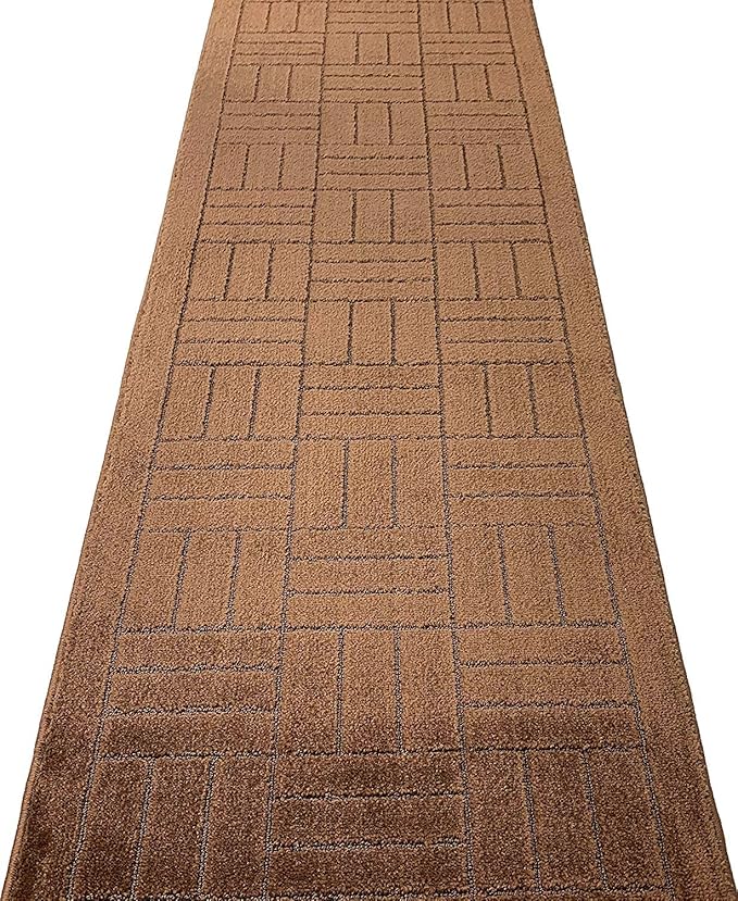 Custom Length Hallway Runner Rug,Slip Resistant,Bricks Brown, 26 Inch X 13 feet, Sold and Priced Per Foot