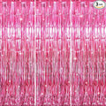 GOER 3.2 ft x 8.2 ft Metallic Tinsel Foil Fringe Curtains Party Photo Backdrop Party Streamers for Galentines Day,Birthday,Graduation,New Year Eve Decorations Wedding Decor (3 Pcs, Hot Pink)