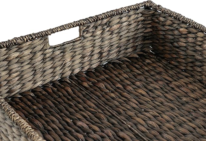 happimess BSK2015C Holden 30" Classic Costal Hand-Woven Hyacinth Wicker Under Bed Storage Basket with for Storage and Decoration in Bathroom, Bedroom, Closet, Entryway, Black