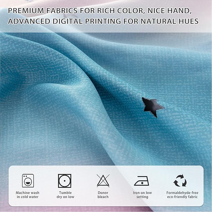 XiDi Dream Star Blackout Curtains for Kids Rooms Girl Princess Curtain for Daughter Bedroom Window (Pink Purple, W52 X L63)