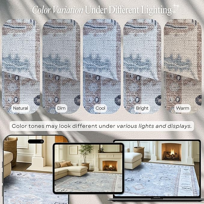 Fame Rugs Gray Modern Oushak Rug 10x13, Vintage Turkish Colorful Oriental Washable Antique Inspired Oversize Area Rugs, Luxury Living Room Bedroom (Gbeige, 10' x 13')