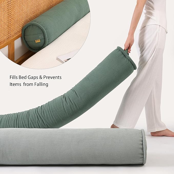 Long Bolster Pillow for Bed – Soft Corduroy Body Pillow for Adults, Ergonomic Full-Length Support for Better Sleep,59 x 7.87 Inches,Peacock Blue