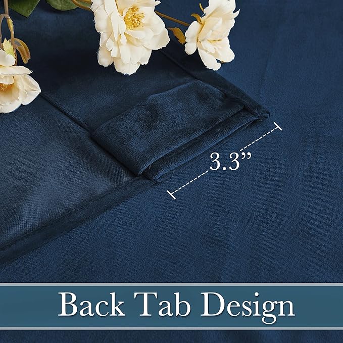 RYB HOME Blue Velvet Curtains 84 inches - Blackout Curtains for Living Room, Thermal Insulated Noise Reducing Panels Soft Luxury Window Decor for Kids Bedroom, Navy Blue, W52 x L84 inches, 2 Panels