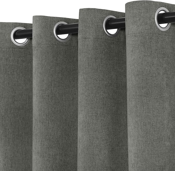 Macochico 100% Blackout Curtains Luxury Chenille Curtains for Living Room Thermal Blackout Curtains for Bedroom Hotel Banquet Classic Decor Rock Grey Curtains with Tieback 72" Wx96 L Grommet 1 Panel