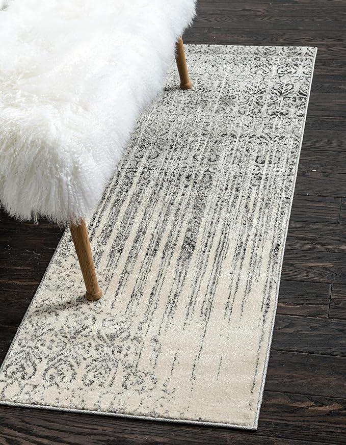 Unique Loom Del Mar Collection Area Rug - Jennifer (2' 7" x 10' Runner, Gray/ Black)