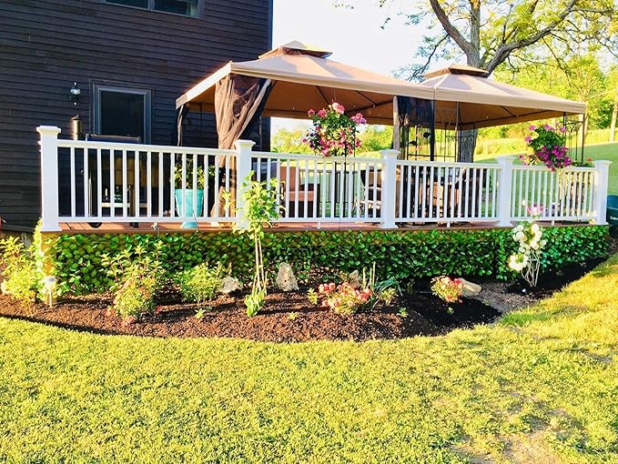 GLANT Expandable Fence Privacy Screen for Balcony Patio Outdoor,Decorative Faux Ivy Fencing Panel,Artificial Hedges (Single Sided Leaves) (4, Dark Green)