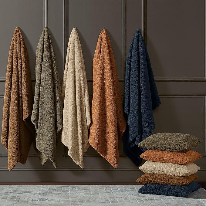 HiEnd Accents Teddy Throw Blanket, 60x90 inch, Midnight Blue, Boucle Throw Blanket, Soft Cozy Fluffy Classic Chic Casual Heavy Blanket, Modern Rustic Plush Comfy Warm Blanket for Bed, Sofa