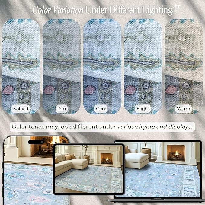 Fame Rugs Lavender Modern Oushak Rug 2'6"x13, Vintage Turkish Colorful Oriental Antique Inspired Long Runner Rugs, Luxury Living Room Bedroom (386PBL, 2'6" x 13')