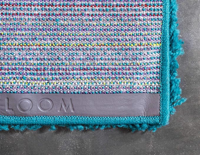 Unique Loom Solid Shag Collection Area Rug (10' x 13' 1" Rectangle, Deep Aqua Blue)