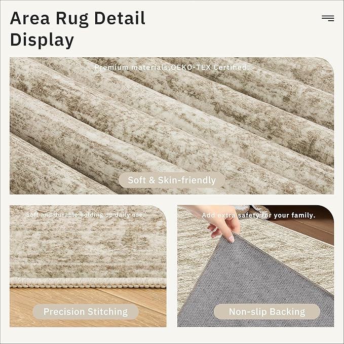 Runner Rug 2'6" x 12' Washable Non-Slip Runner Rugs for Kitchen Bathroom Laundry Room Vintage Ultra Thin Runners for Hallway Entryway Brown