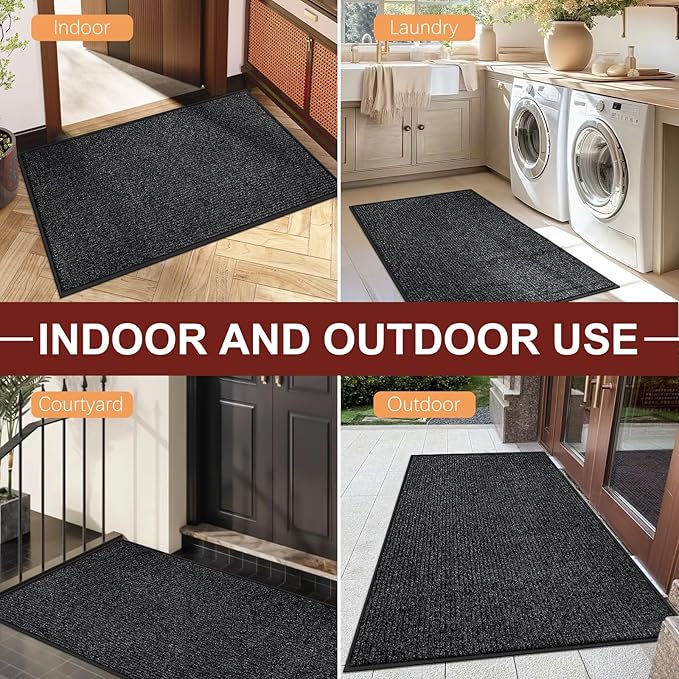 Vicwe Indoor Outdoor Door Mat, 2'x3'Heavy Duty Front Door Mat, Non-Slip Washable Doormats Entrance Mats, Dirt Resistant and Absorbent Doormat, Commercial Outdoor Entrance Floor Mat for Home Office