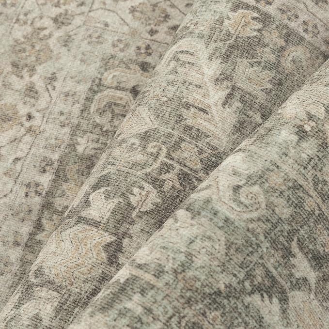 Brown 8x10 Area Rug Vintage Washable Living Room Carpet Non Slip Bedroom Indoor Office Low Pile Large Traditional Distressed Retro Accent Rug for Dining Room Bathroom Kitchen