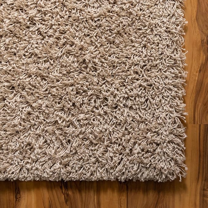 Unique Loom Solid Shag Collection Area Rug (10' x 13' 11" Rectangle, Taupe)