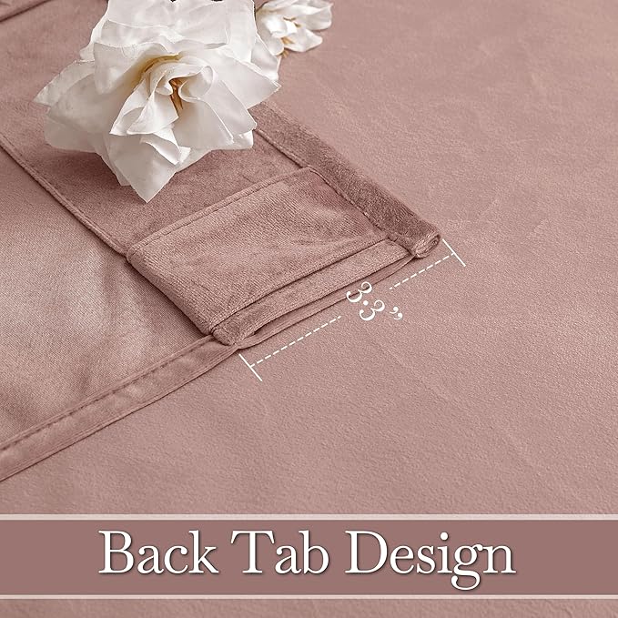 RYB HOME Velvet Room Divider Curtains for Space Separation, Noise Reduce Barrier for Nursery, Large Window Curtains for Sliding Glass Door, Dusty Pink, W 62 x L 84, 2 Panels Set