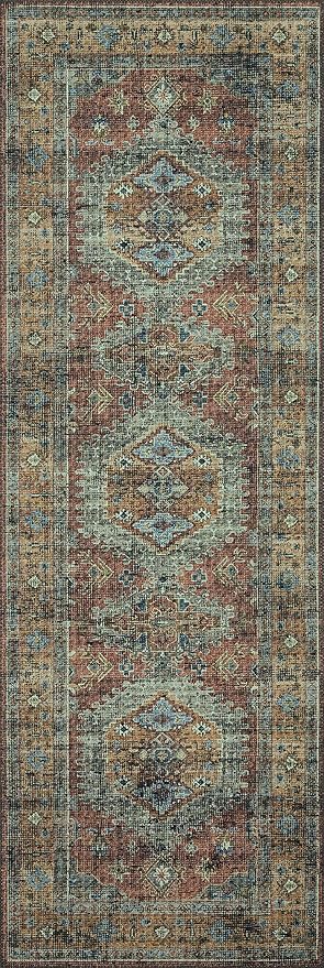 Loloi Skye Collection SKY-07 Terracotta/Sky 7' x 9' Oval Area Rug