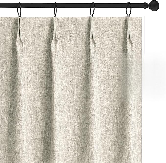 WdFour 42x45 Inch Pinch Pleated Blackout Cafe Curtains - Pack of 2, 100% Light Blocking Back Tab Drapes for Half Windows, Kitchen & Bathroom Short Curtains (Hemp Gray)