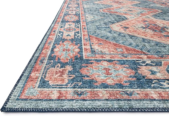 Loloi Skye Collection SKY-03 Turquoise/Terracotta 7' x 9' Oval Area Rug