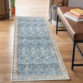 Bloom Rugs Washable Non-Slip 7 ft Runner - Blue/Beige Traditional Runner for Entryway, Hallway, Bathroom, and Kitchen - Exact Size: 2.5' x 7'