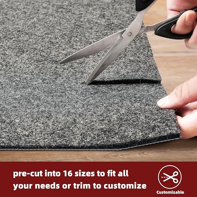 BAGAIL Felt and Natural Rubber Backing Rug Pads 1/4” Thick, 2 x 10 Ft Non Slip Carpet Gripper Keep Rugs in Place, Under Area Rug Protective Cushioned Pads, Carpet Runners, Hardwood Floors Protection
