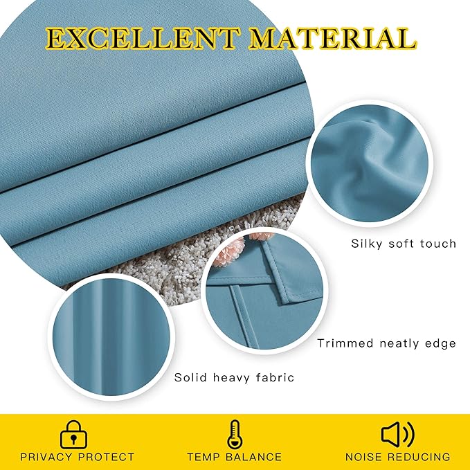 NICETOWN Room Darkening Curtain Panels - Home Fashion Ring Top Thermal Insulated Room Darkening Curtains for Bedroom/Living Room (2 Panels, 80" Wide by 95" Long, Teal Blue)