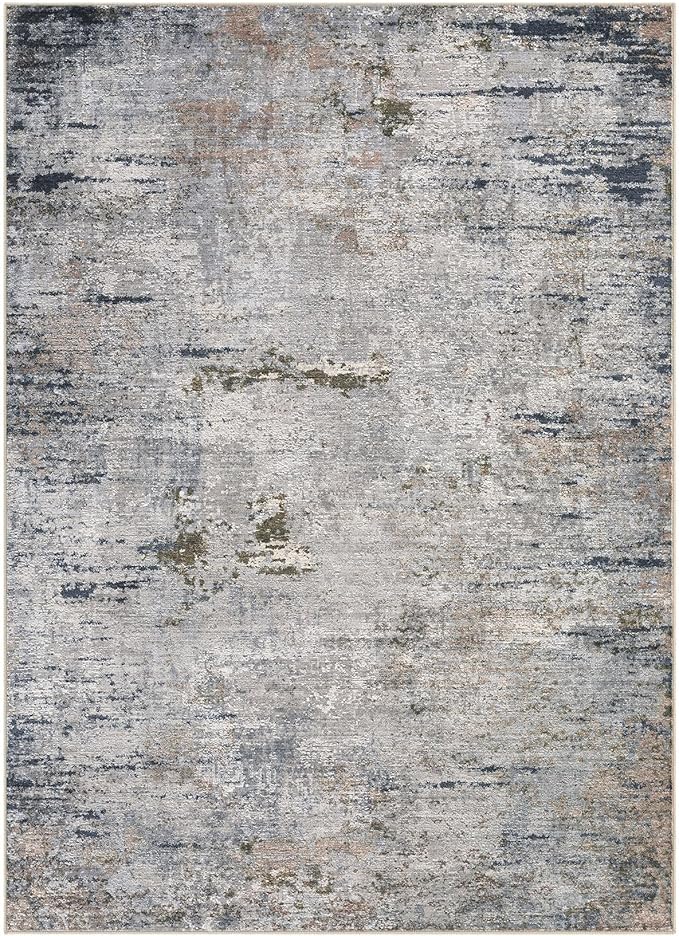 Area Rug Living Room Rugs - 10x12 Washable Large Soft Indoor Neutral Modern Abstract Low Pile Rug Carpet for Bedroom Dining Room Farmhouse Home Office - Blue/Grey/Brown