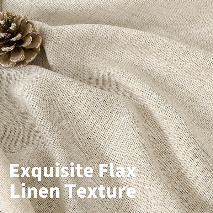 YoungsTex Linen Cafe Curtains 36 Inch Length with Bronze Grommet, Short Drapes Light Filtering Semi Sheer Privacy for Kitchen Bathroom Decorative, 42 x 36 Inch, 2 Panels