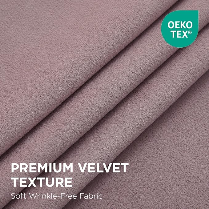 Joydeco Rose Pink 100% Blackout Curtains 108 Inch 2 Panels, Luxury Thermal Pink Velvet Curtains for Bedroom Living Room, Soundproof Blackout Window Drapes, Rod Pocket & Back Tab (52W x 108L)