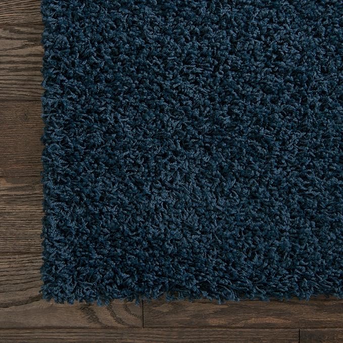 Unique Loom Solid Shag Collection Area Rug (5' 1" Square, Sapphire Blue/ Navy Blue)