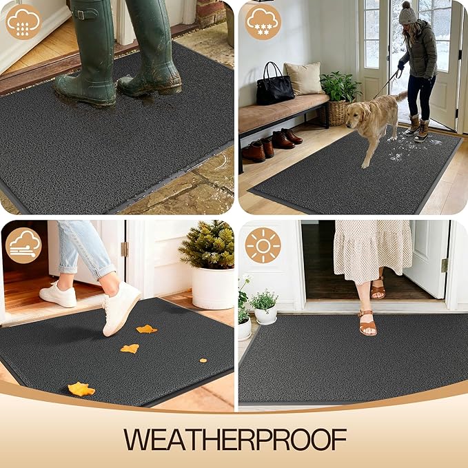 Amyracel Front Door Mat Indoor Outdoor Entrance, 36" x 48" All-Season Waterproof Doormat for Enterway, Heavy Duty Commercial Floor Mat, Fade Resistant, Rubber Back, Low Profile, Easy Clean