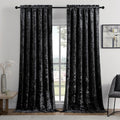 SMILETIME Black Crushed Velvet Curtains 52x108inch Rod Pocket Luxurious Thermal Insulated Soundproof Drapes Soft and Durable Light-Filtering Window Treatments for Living Room Bedroom, 2 Panels