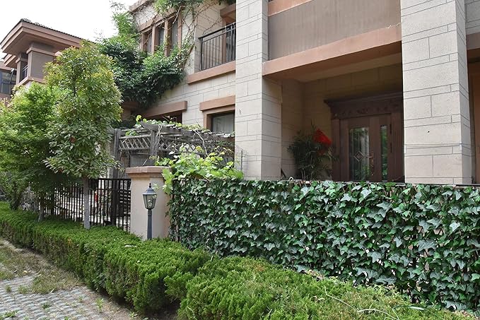 Sumery Expandable Fence Privacy Screen for Balcony Patio Outdoor,Decorative Faux Ivy Fencing Panel,Artificial Hedges (Single Sided Leaves) (2, Green-Ivy)