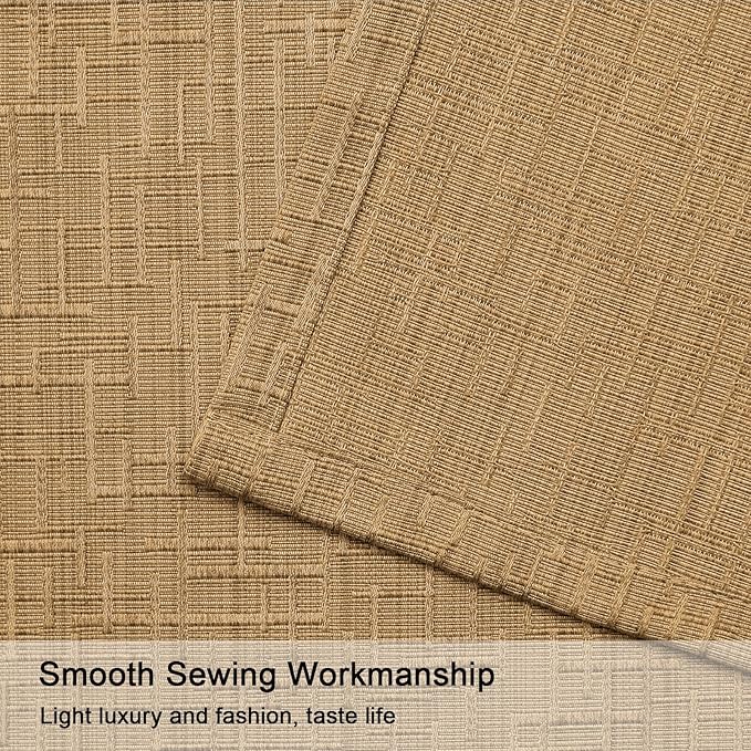 Linen Curtains 188 inch Length 2 Panels for High Ceiling Extra Long Thick Faux Linen Window Drapes Burlap Textured Curtains with Grommet for 2 Story High Living Room (52x188 Light Coffee)