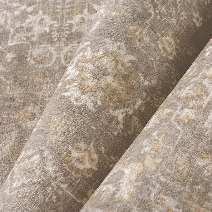 3x5 Deep Brown Area Rug Non Slip Vintage Office Entryway Rug Distressed Machine Washable Kitchen Carpet Traditional Retro Floral Accent Throw Door Mat for Bedroom Bathroom Dining Living Room