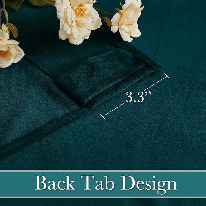 RYB Home Velvet Curtains 2 Panels Set - Super Soft Durable Window Drapes Room Darkening Energy Smart Back Tap for Apartment Villa Room Backdrops, Peacock Blue, W52 x L96 inches, 2 Panels
