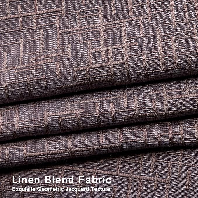 Jacquard Linen Curtains 96 inch Length 2 Panels Thick Faux Linen Blended Window Drapes Burlap Textured Curtains with Grommet for Living Room Bedroom Farmhouse (52x96 Fashion Purple) Natural
