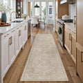 Brown 2x8 Runner Rug Washable Vintage Long Carpet for Hallway Kitchen Soft Retro Floral Low Pile Indoor Runner Non Slip Central Medallion Throw Rug for Bathroom Bedroom Laundry Dining Room