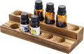 MyGift 8.5 Inch Rustic Burnt Solid Wood Essential Oil Holder Stand with 2 Tier Display, Vanity Tabletop Cosmetic Storage Organizer Rack, Holds 11 (20ml) Bottles