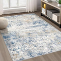 Area Rug Living Room Rugs - 5x8 Abstract Large Soft Indoor Washable Rug Neutral Modern Low Pile Carpet for Bedroom Dining Room Farmhouse Home Office - Blue