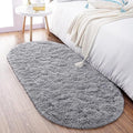 Noahas Fluffy Grey Rugs for Bedroom Living Room,2'X5' Oval Throw Rug for Kids Room,Shag Hallway Runner Rug,Small Soft Shaggy Bedside Non-Slip Plush Nursery Dorm Carpet Home Decor Aesthetic