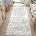 jinchan Lima Runner Rug 2x6 - Vintage Hallway Machine Washable Rug Floral Non Slip with Rubber Backing Ultra-Thin Carpet Runner for Kitchen Bedroom Laundry Room Farmhouse Entryway (2x6ft, Grey)
