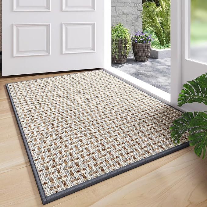 Door Mat 31"x47", Dirt Resistant and Absorbent, Non-Slip Rubber Backing Floor Mats, Easy Clean Low-Profile Doormat for Entryway, Front Door, Inside Entrance, Gray