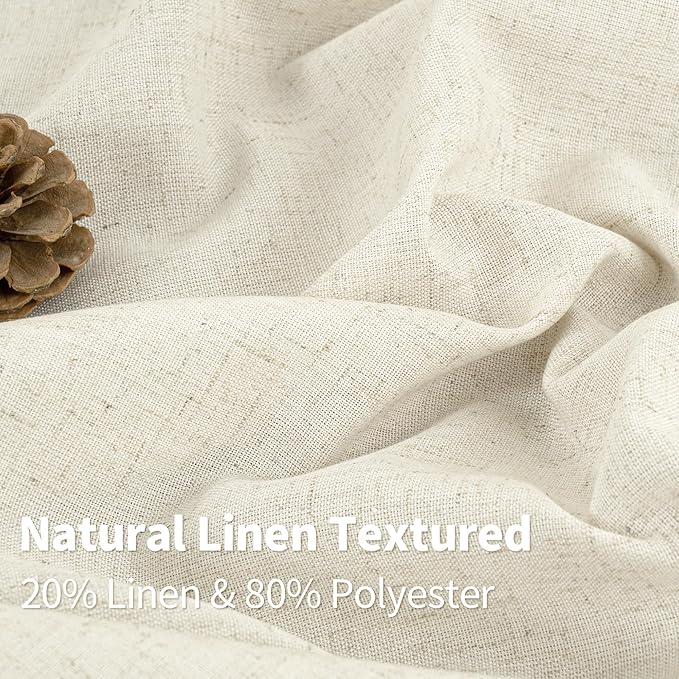 YoungsTex Natural Linen Curtains 90 Inches Long 2 Panels for Living Room, Light Filtering Drapes with Grommet Privacy No See Through for Bedroom, 52 X 90 Inch
