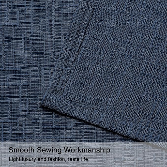Extra Long Linen Curtains 144 inch Length 2 Panels Thick Faux Linen Blended Window Drapes Burlap Textured Curtains with Grommet for Living Room Farmhouse 12ft (52x144 Navy) Natural