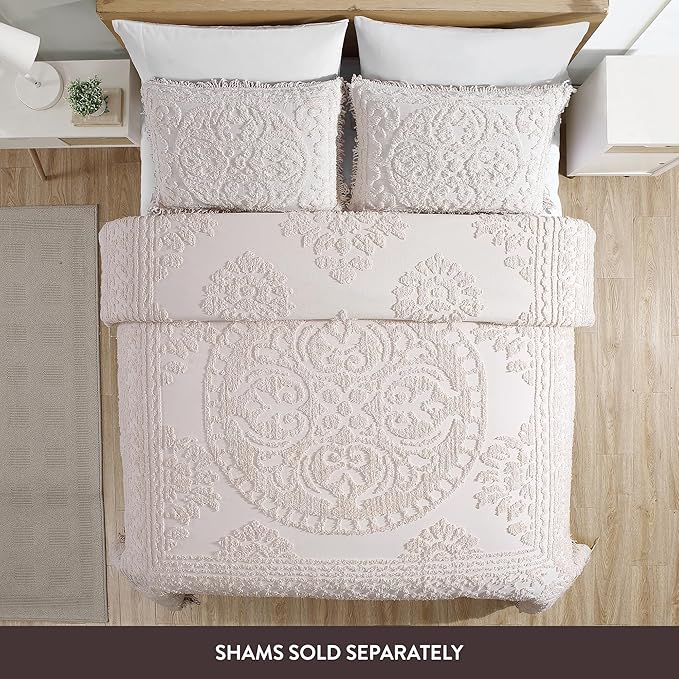 Beatrice Home Fashions Medallion Chenille Bedspread, King, Blush