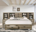 Roundhill Furniture Loiret Light Gray Finish Wood Storage Platform WallBed, King