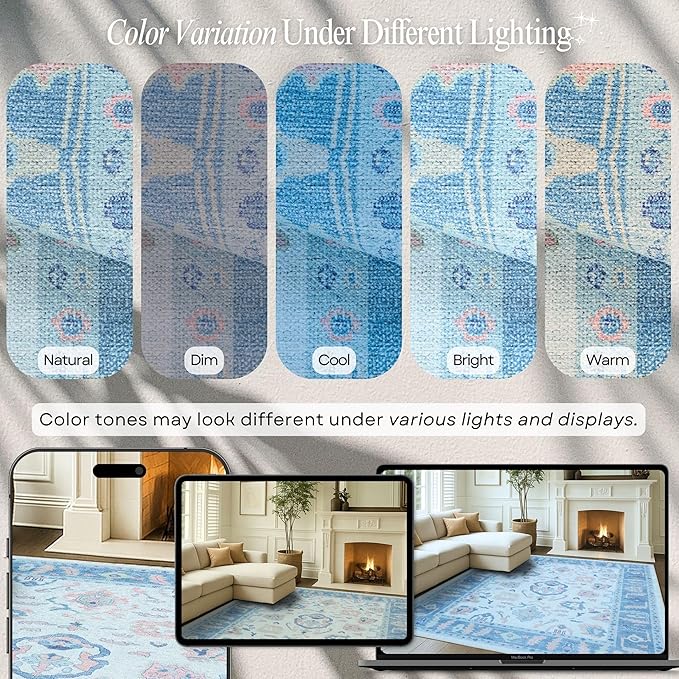 Fame Rugs Blue Modern Oushak Rug 2'6"x13, Vintage Turkish Colorful Oriental Antique Inspired Long Runner Rugs, Luxury Living Room Bedroom (995BB, 2'6" x 13')
