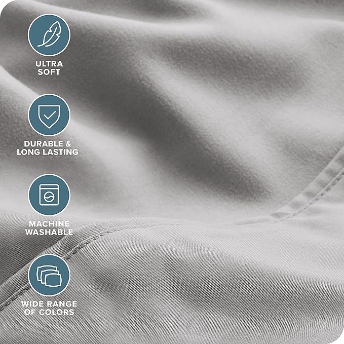 Bare Home Hotel Luxury Full XL Sheet Set, Extra Soft - 6 Piece Set - Deep Pockets - Easy Fit - Cooling & Breathable - Wrinkle, Fade, Stain Resistant - Includes 4 Pillowcases (Full XL, Light Grey)